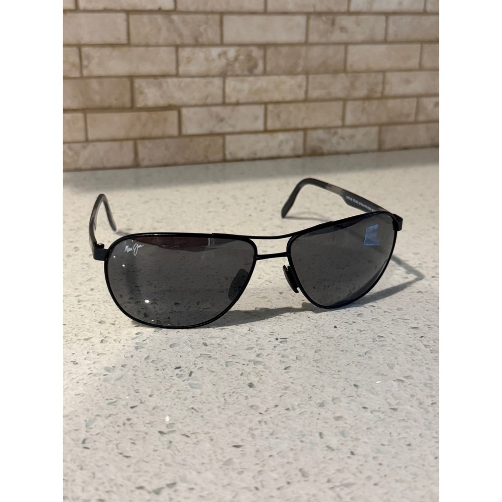 Maui Jim Castles Matte Black Polarized Grey Glass Sunglasses 728-2M